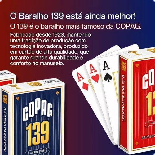 KIT 2 Baralhos Copag 139 Tradicional Naipe Convencional  Vermelho | Azul