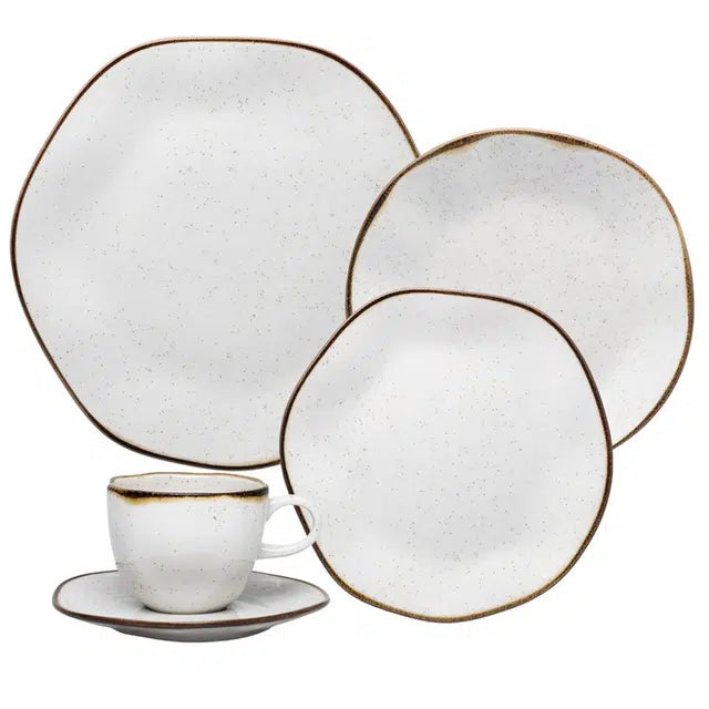 Conjunto de Luxo com 48 Peças de Jantar em Porcelana