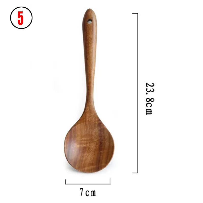 Kit Utensílios de Cozinha - Thai 7 Peças em Madeira 100% Natural