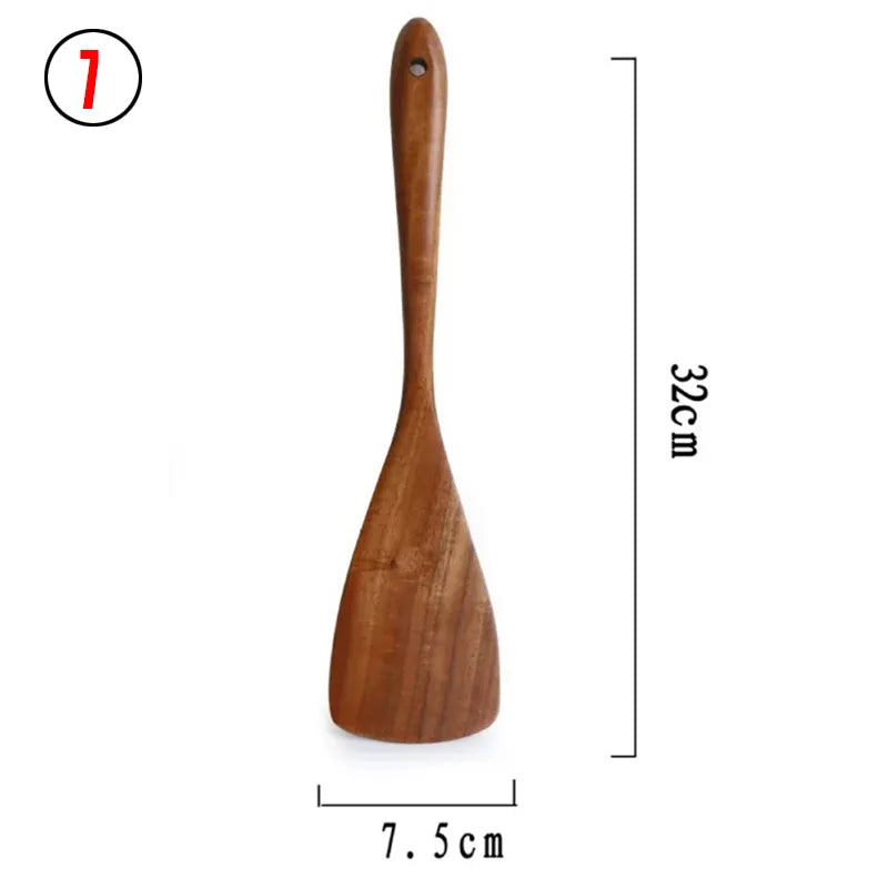 Kit Utensílios de Cozinha - Thai 7 Peças em Madeira 100% Natural